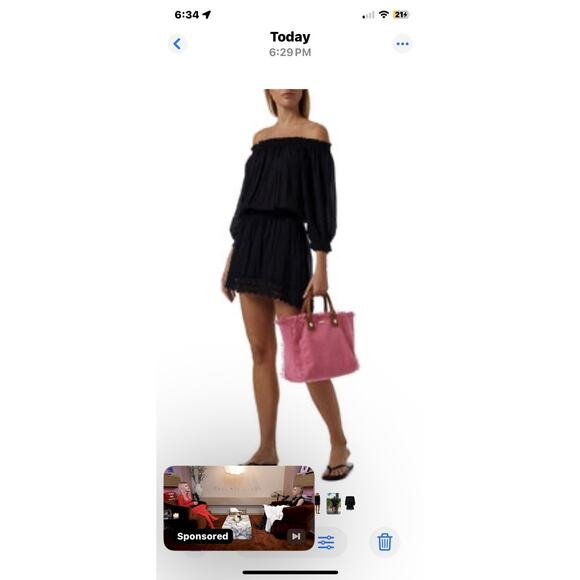 Melissa Odabash Dress Womens Size Medium Ivy Black Mini Off The Shoulder Eyelet - Picture 9 of 9